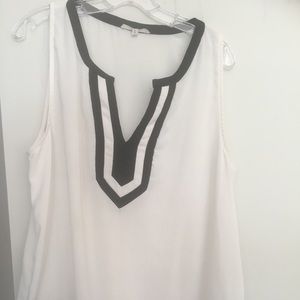Stitch Fix Brand white with black classic blouse.
